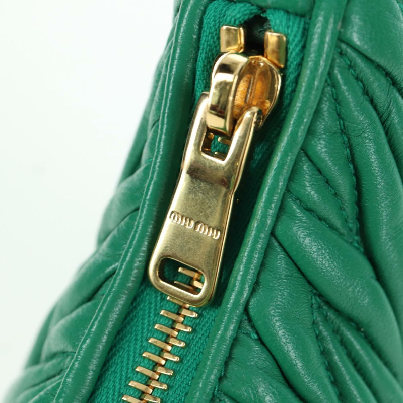 【日本直送】Miu Miu Matelasse 鏈條單肩包，皮革材質，兩用，綠色/金色，正品，貨號 171450SAM-20