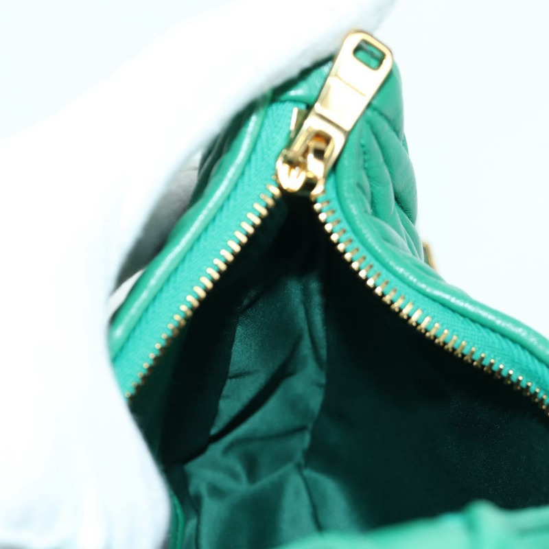 【日本直送】Miu Miu Matelasse 鏈條單肩包，皮革材質，兩用，綠色/金色，正品，貨號 171450SAM-23