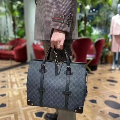 Gucci 老花托特手提公事包36.5*30.5*16.5  95新 配件塵袋