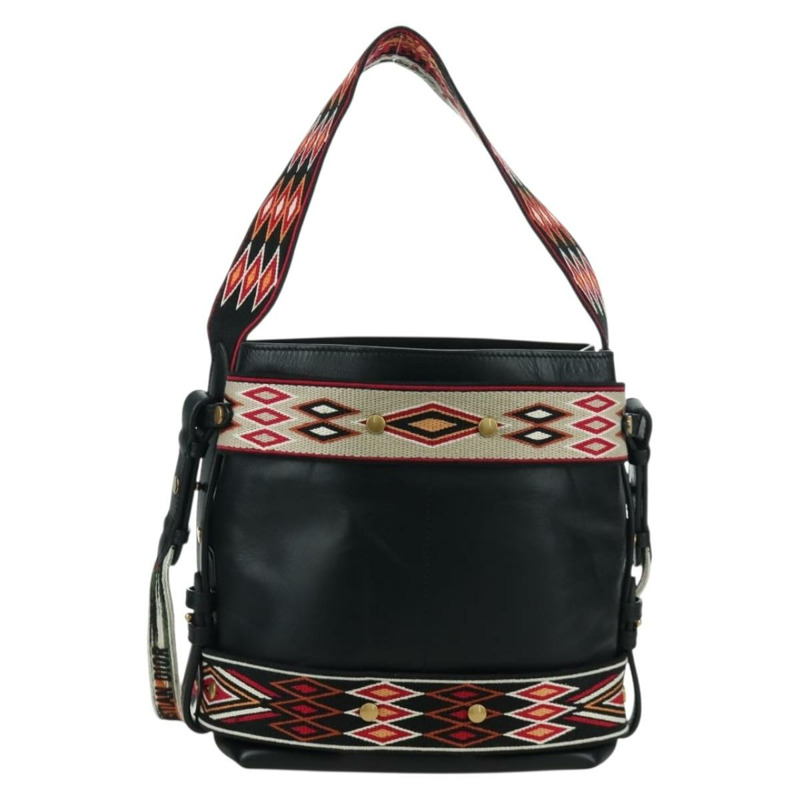 【日本直送】Christian Dior 皮革肩背包 黑色金色 Auth 171453SAV-1