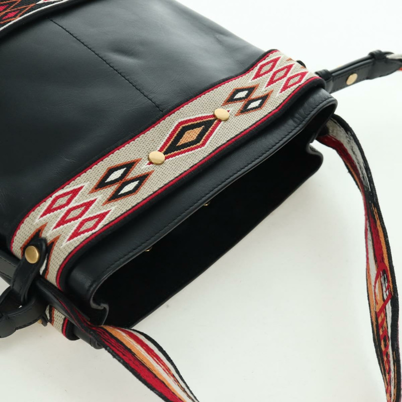 【日本直送】Christian Dior 皮革肩背包 黑色金色 Auth 171453SAV-5