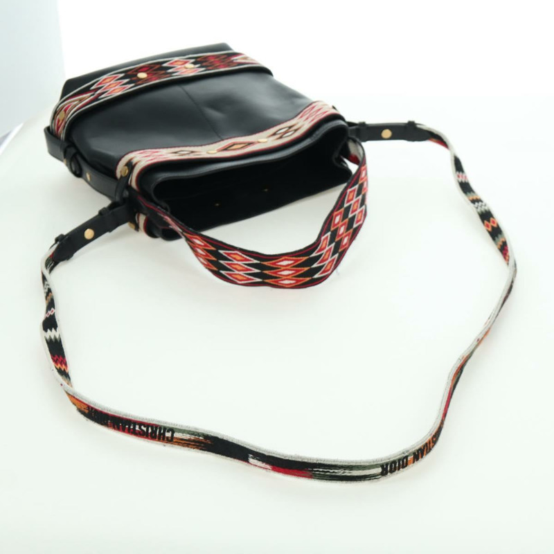 【日本直送】Christian Dior 皮革肩背包 黑色金色 Auth 171453SAV-8