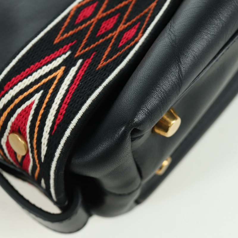 【日本直送】Christian Dior 皮革肩背包 黑色金色 Auth 171453SAV-10