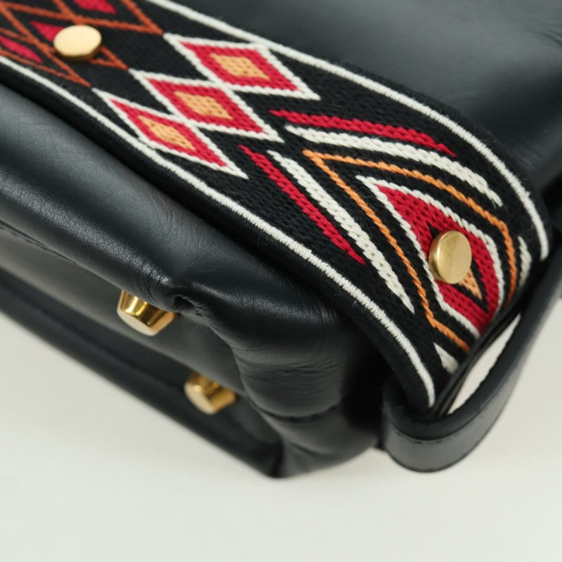 【日本直送】Christian Dior 皮革肩背包 黑色金色 Auth 171453SAV-16