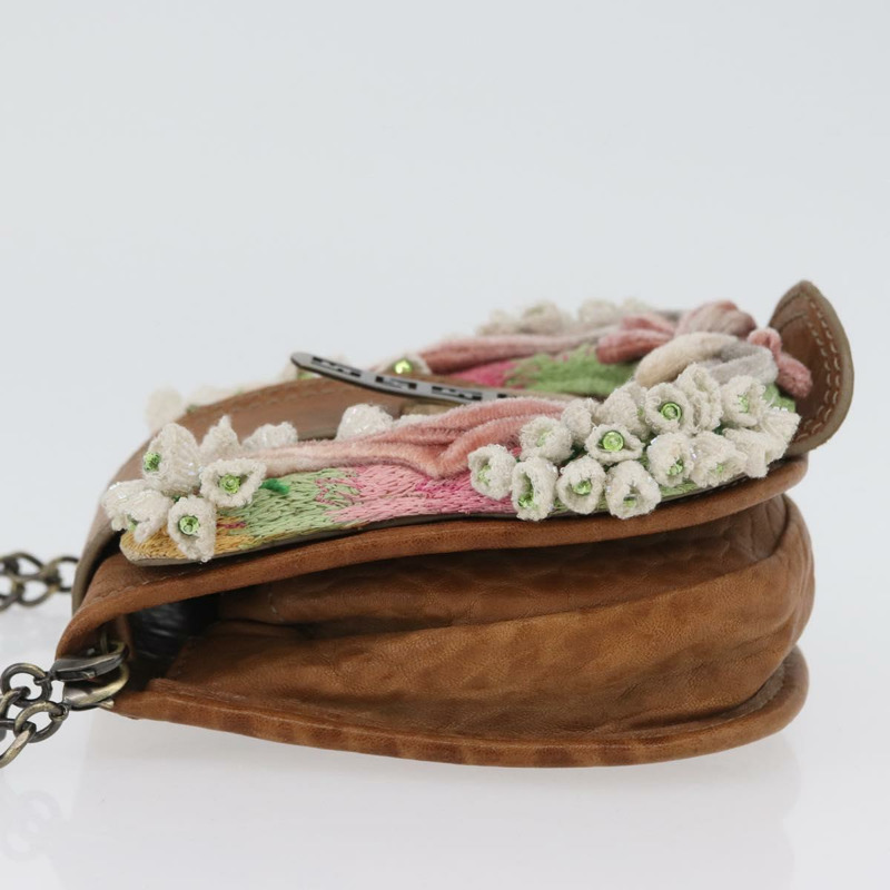 【日本直送】FENDI 鏈條單肩包 皮革 兩用 棕色 正品 171467V-3