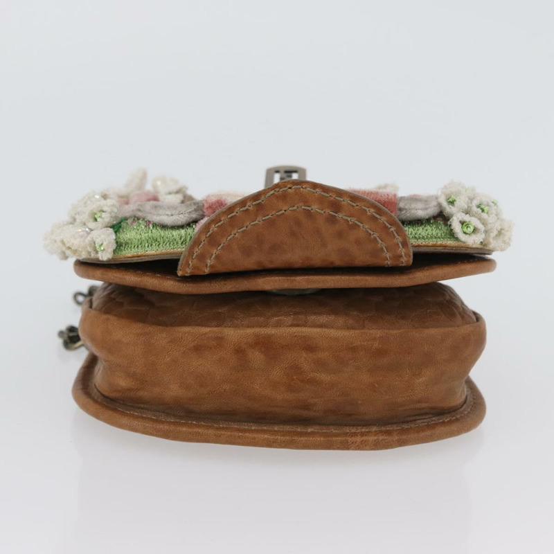 【日本直送】FENDI 鏈條單肩包 皮革 兩用 棕色 正品 171467V-4