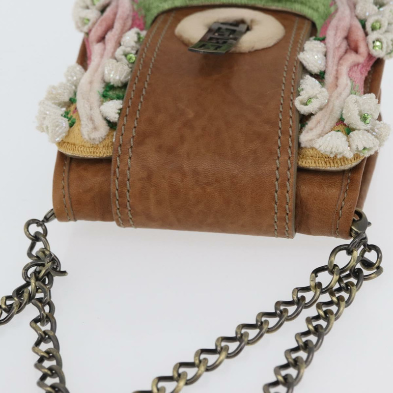 【日本直送】FENDI 鏈條單肩包 皮革 兩用 棕色 正品 171467V-5