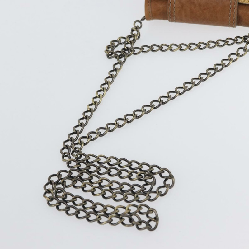 【日本直送】FENDI 鏈條單肩包 皮革 兩用 棕色 正品 171467V-7