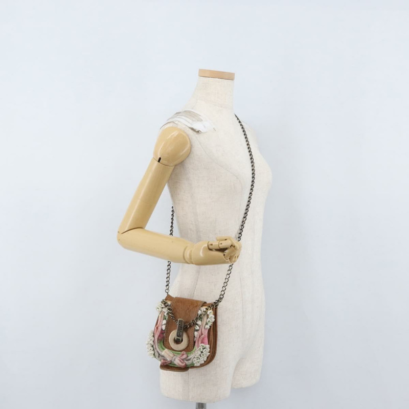 【日本直送】FENDI 鏈條單肩包 皮革 兩用 棕色 正品 171467V-24