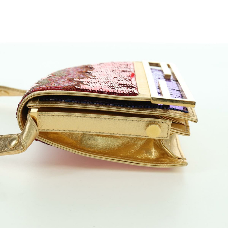 【日本直送】FENDI 亮片肩背包 皮革 多色 金色 正品 171457SV-2