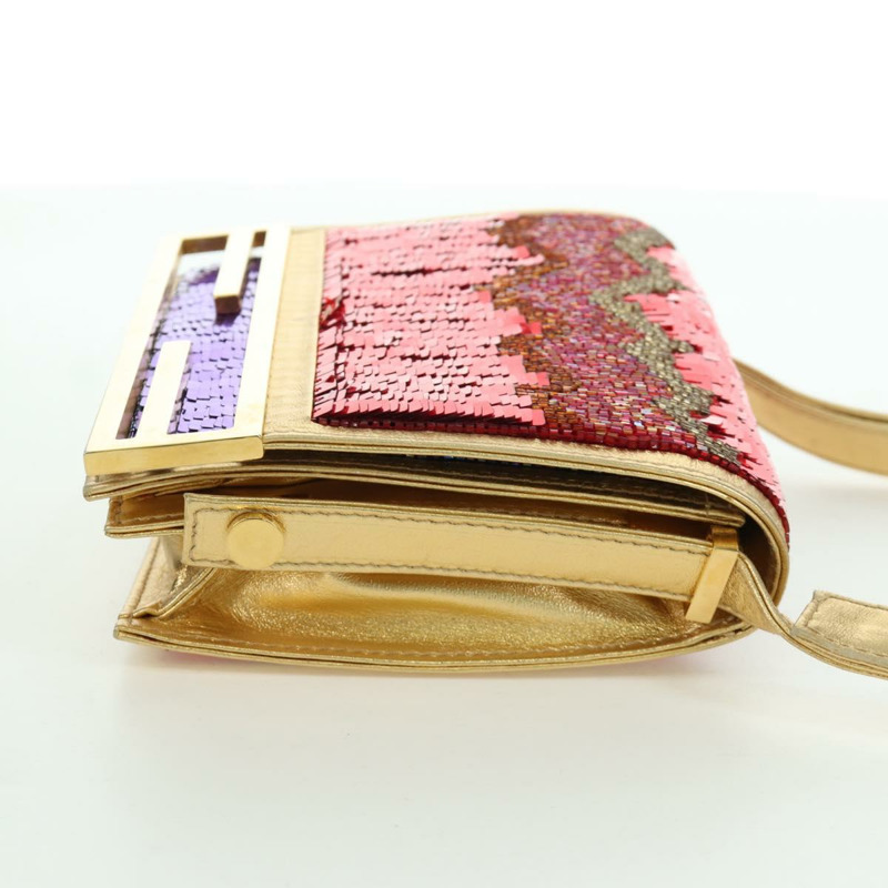 【日本直送】FENDI 亮片肩背包 皮革 多色 金色 正品 171457SV-3