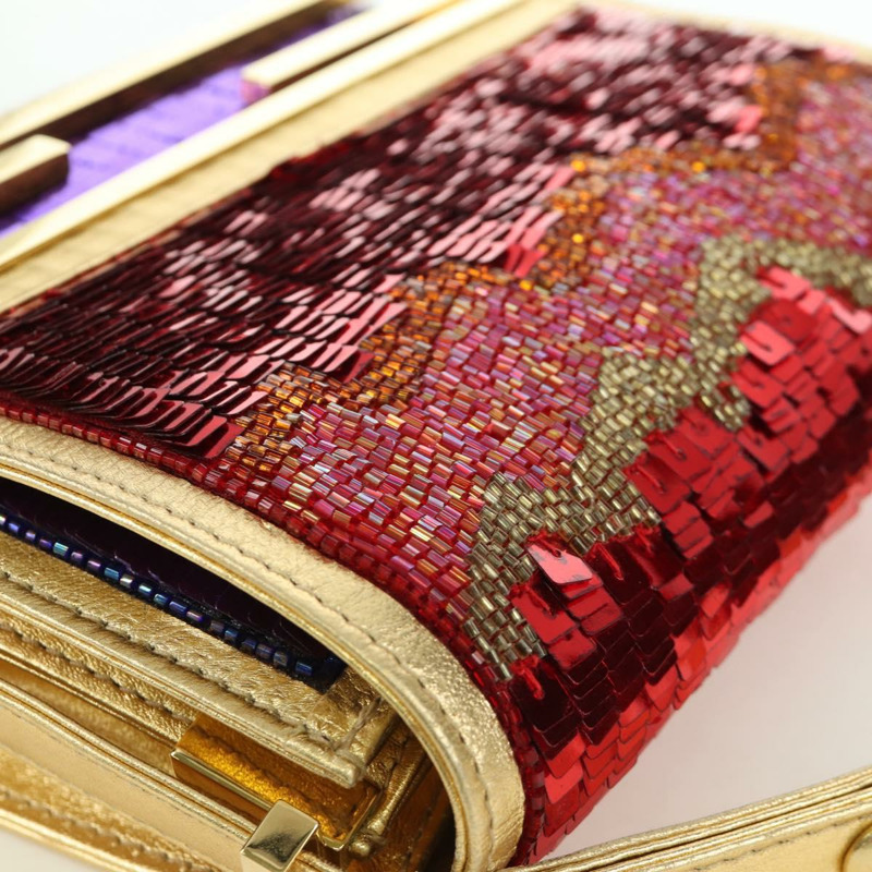 【日本直送】FENDI 亮片肩背包 皮革 多色 金色 正品 171457SV-9