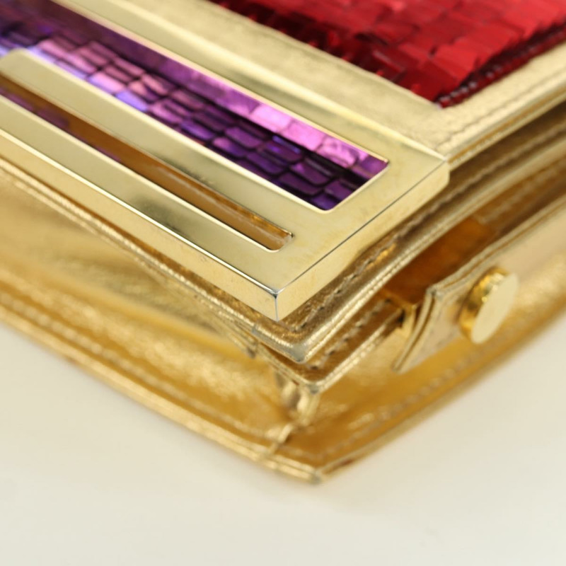 【日本直送】FENDI 亮片肩背包 皮革 多色 金色 正品 171457SV-13