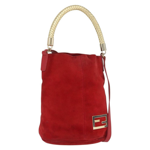 FENDI 手提包 麂皮 兩用 紅色 金色 正品 171482V