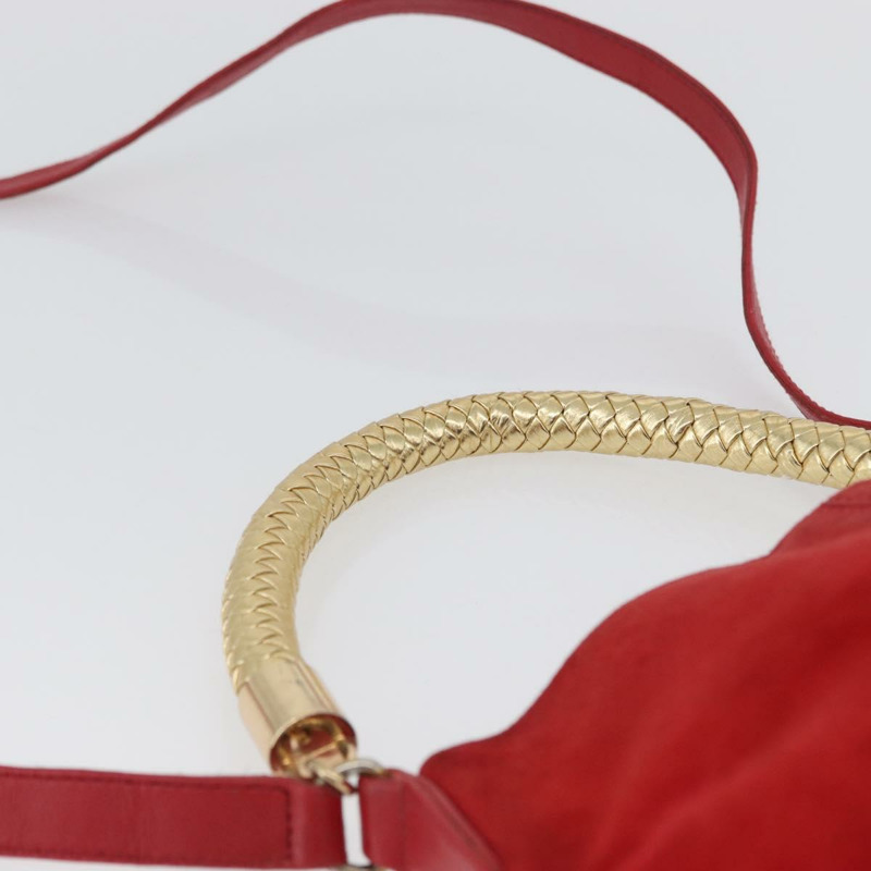 【日本直送】FENDI 手提包 麂皮 兩用 紅色 金色 正品 171482V-13