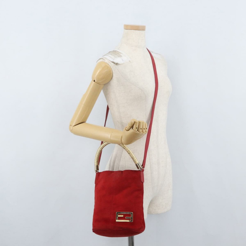 【日本直送】FENDI 手提包 麂皮 兩用 紅色 金色 正品 171482V-23