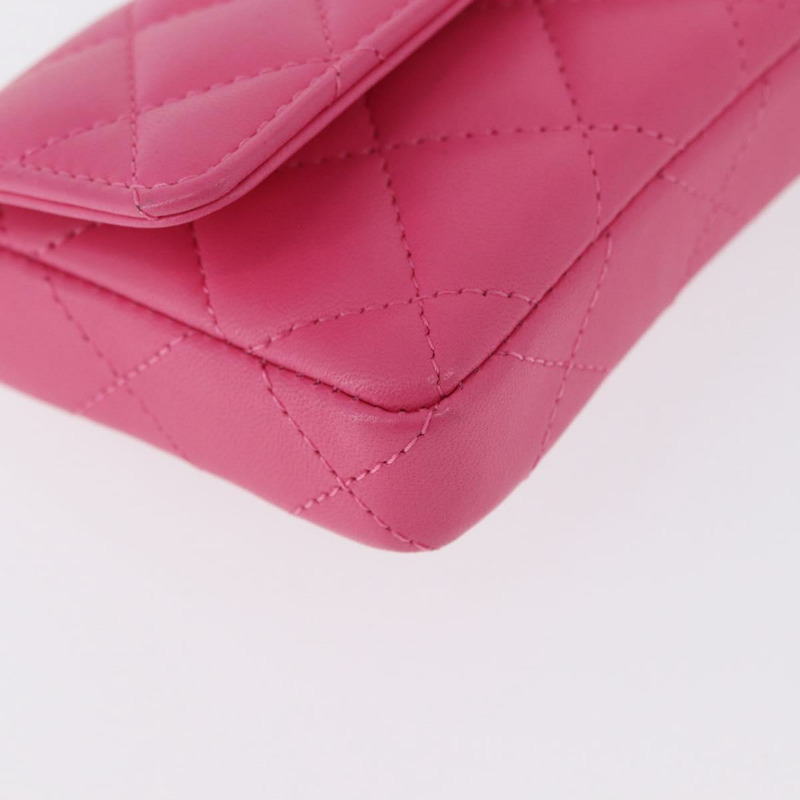 【日本直送】香奈兒 (CHANEL) 絎縫鏈條單肩包，羊皮材質，粉紅色金色雙C標誌，正品編號 168325SAM-15