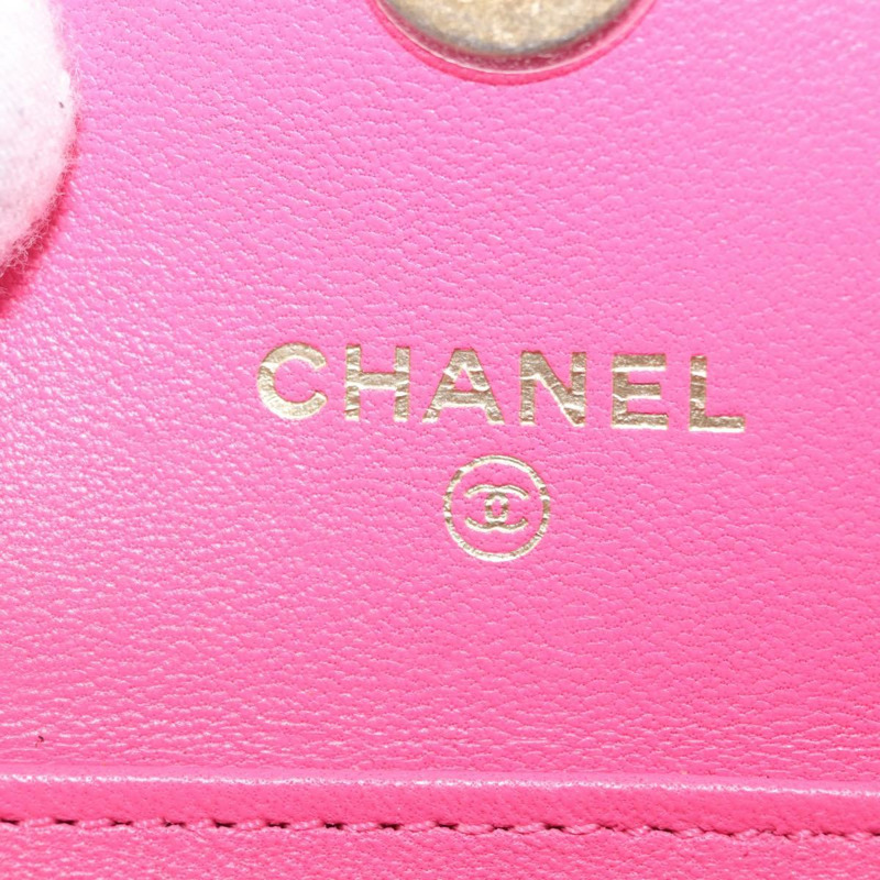 【日本直送】香奈兒 (CHANEL) 絎縫鏈條單肩包，羊皮材質，粉紅色金色雙C標誌，正品編號 168325SAM-22