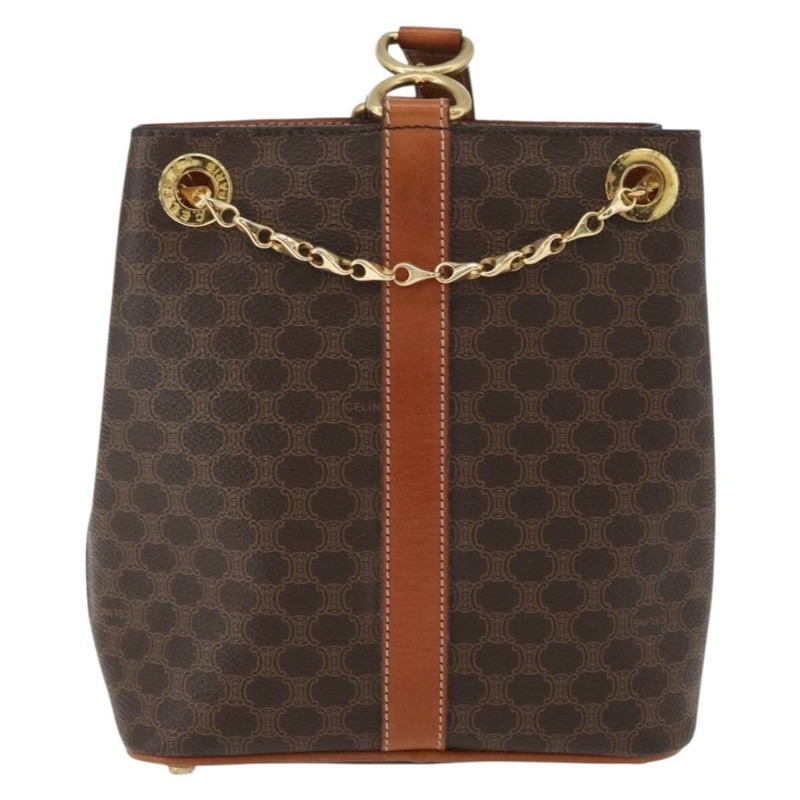 【日本直送】CELINE Macadam帆布肩背包 PVC皮革 棕色 金色 正品 LNZ020A-1