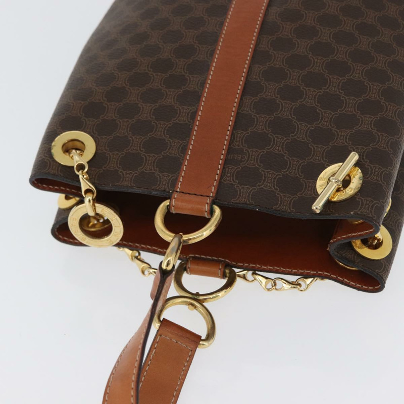 【日本直送】CELINE Macadam帆布肩背包 PVC皮革 棕色 金色 正品 LNZ020A-5