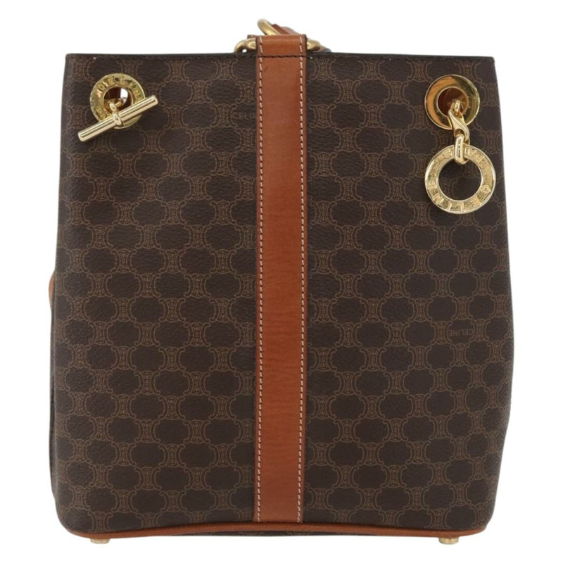 【日本直送】CELINE Macadam帆布肩背包 PVC皮革 棕色 金色 正品 LNZ020A-12