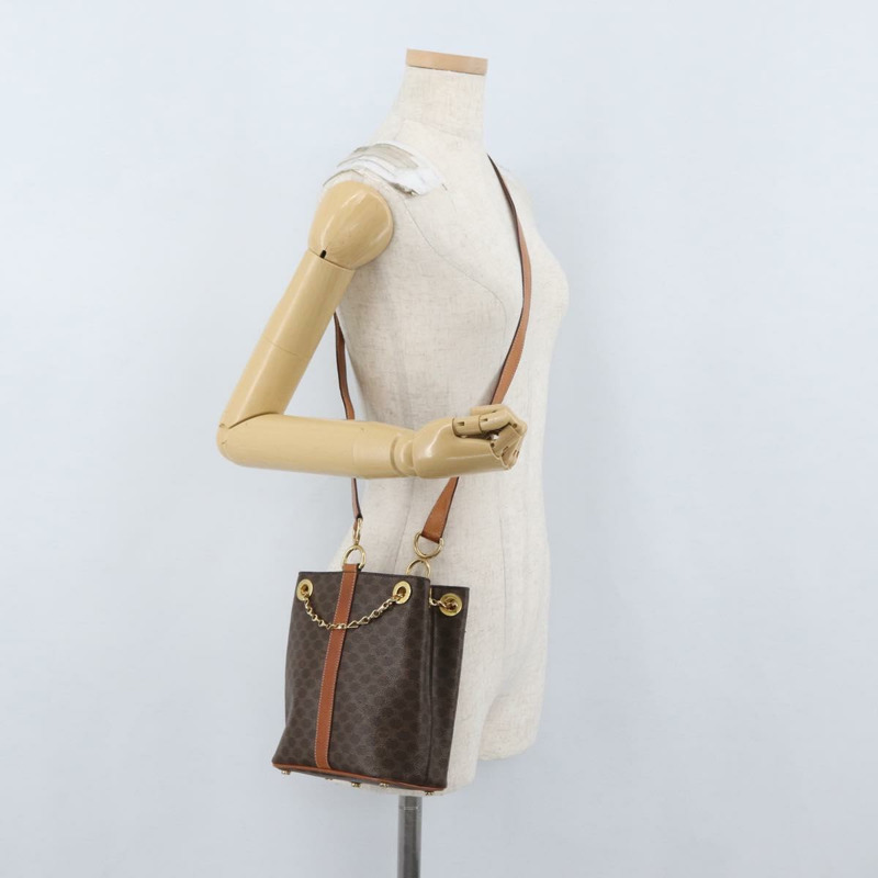 【日本直送】CELINE Macadam帆布肩背包 PVC皮革 棕色 金色 正品 LNZ020A-21