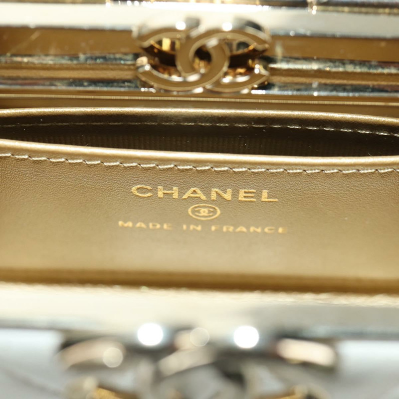 【日本直送】香奈兒 (CHANEL) 絎縫鏈條肩背包，羊皮材質，白色，金色，CC標誌，正品編號 173442SAM-20