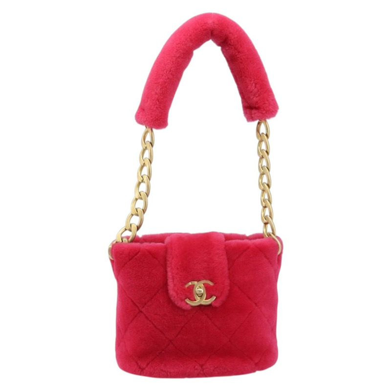 【日本直送】香奈兒 (CHANEL) 絎縫鏈條肩背包，粉紅色金色雙C標誌，貨號 LNZ158SM-12