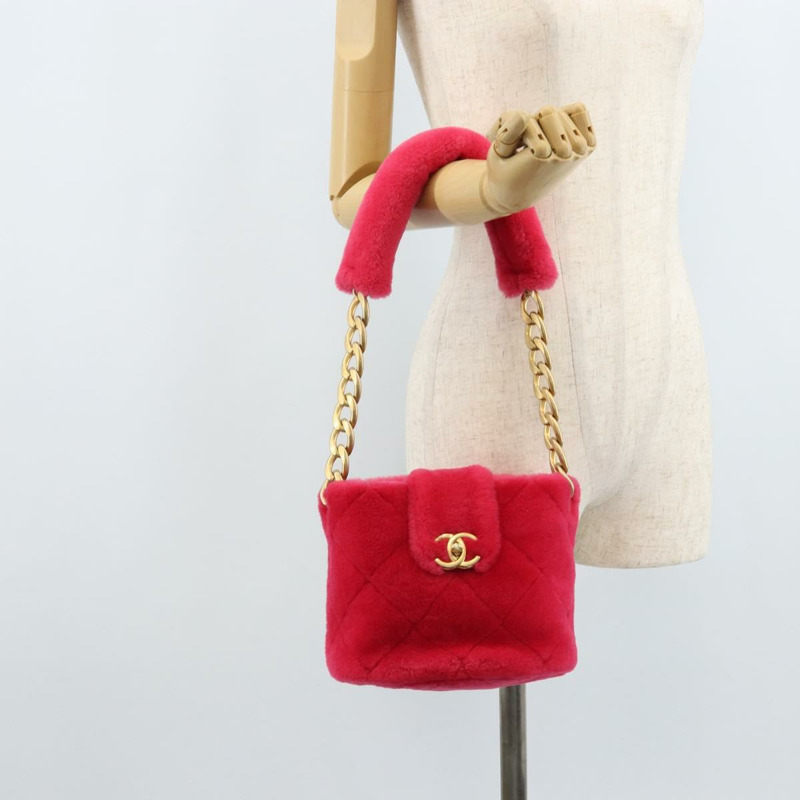 【日本直送】香奈兒 (CHANEL) 絎縫鏈條肩背包，粉紅色金色雙C標誌，貨號 LNZ158SM-24