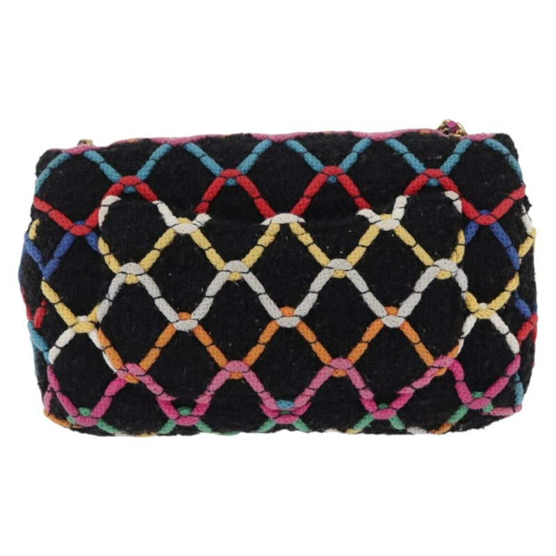 【日本直送】香奈兒迷你絎縫20鏈條肩背包，黑色斜紋軟呢，金色雙C標誌，正品編號171505SAM-1