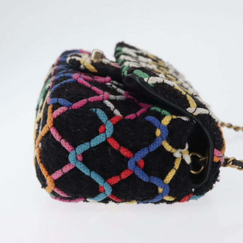 【日本直送】香奈兒迷你絎縫20鏈條肩背包，黑色斜紋軟呢，金色雙C標誌，正品編號171505SAM-2