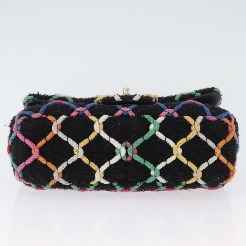 【日本直送】香奈兒迷你絎縫20鏈條肩背包，黑色斜紋軟呢，金色雙C標誌，正品編號171505SAM-4