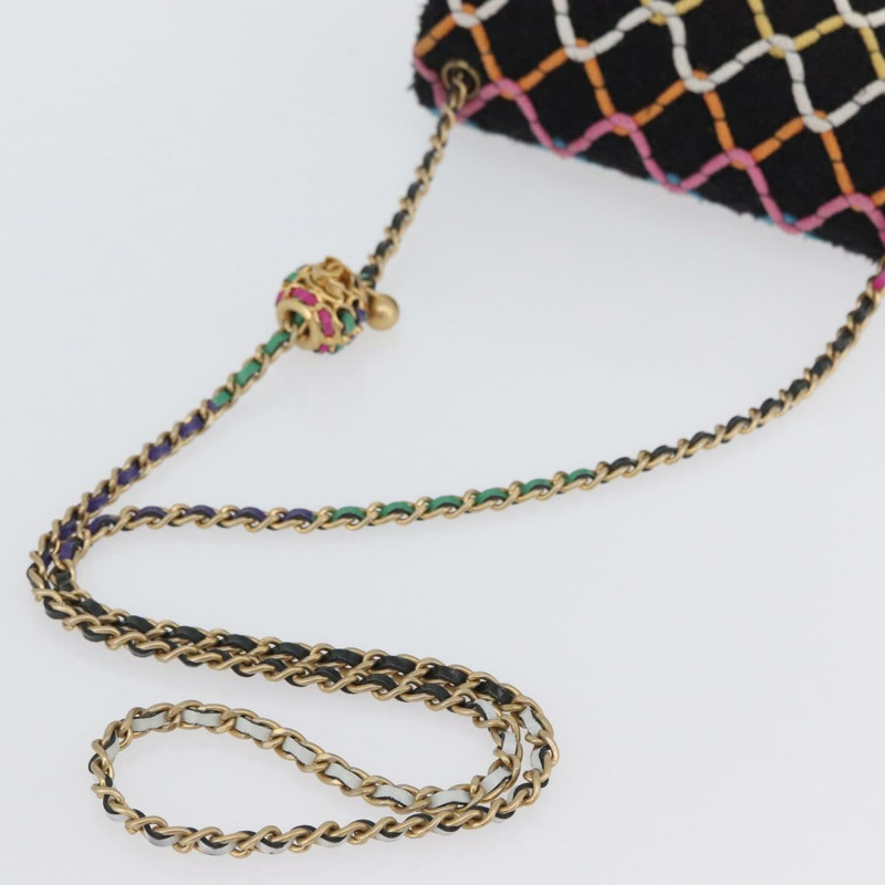 【日本直送】香奈兒迷你絎縫20鏈條肩背包，黑色斜紋軟呢，金色雙C標誌，正品編號171505SAM-6