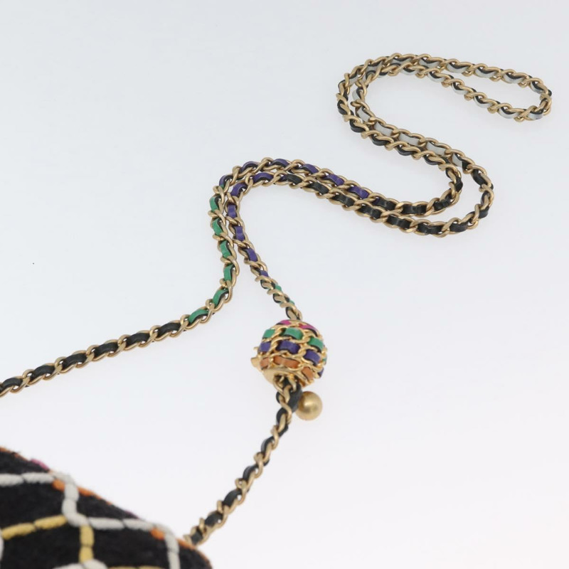 【日本直送】香奈兒迷你絎縫20鏈條肩背包，黑色斜紋軟呢，金色雙C標誌，正品編號171505SAM-7