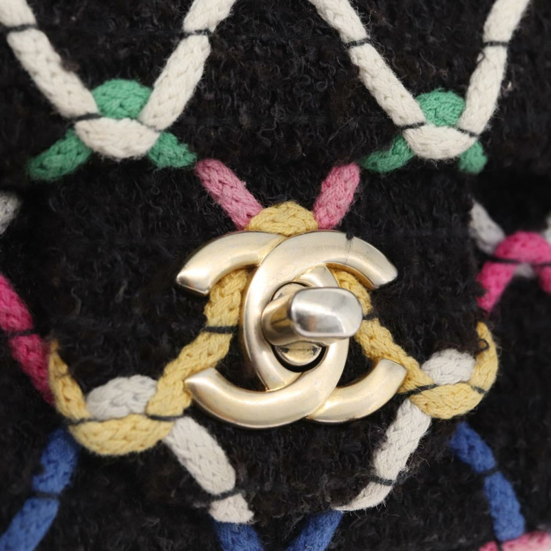 【日本直送】香奈兒迷你絎縫20鏈條肩背包，黑色斜紋軟呢，金色雙C標誌，正品編號171505SAM-18