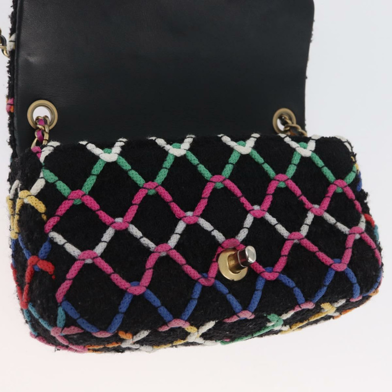 【日本直送】香奈兒迷你絎縫20鏈條肩背包，黑色斜紋軟呢，金色雙C標誌，正品編號171505SAM-20