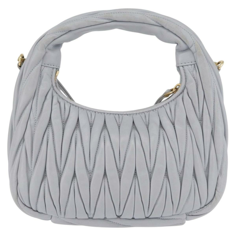 【日本直送】Miu Miu Matelasse Wonder 手提包，皮革材質，兩用，淺藍色/金色，正品，貨號 171511SAM-1