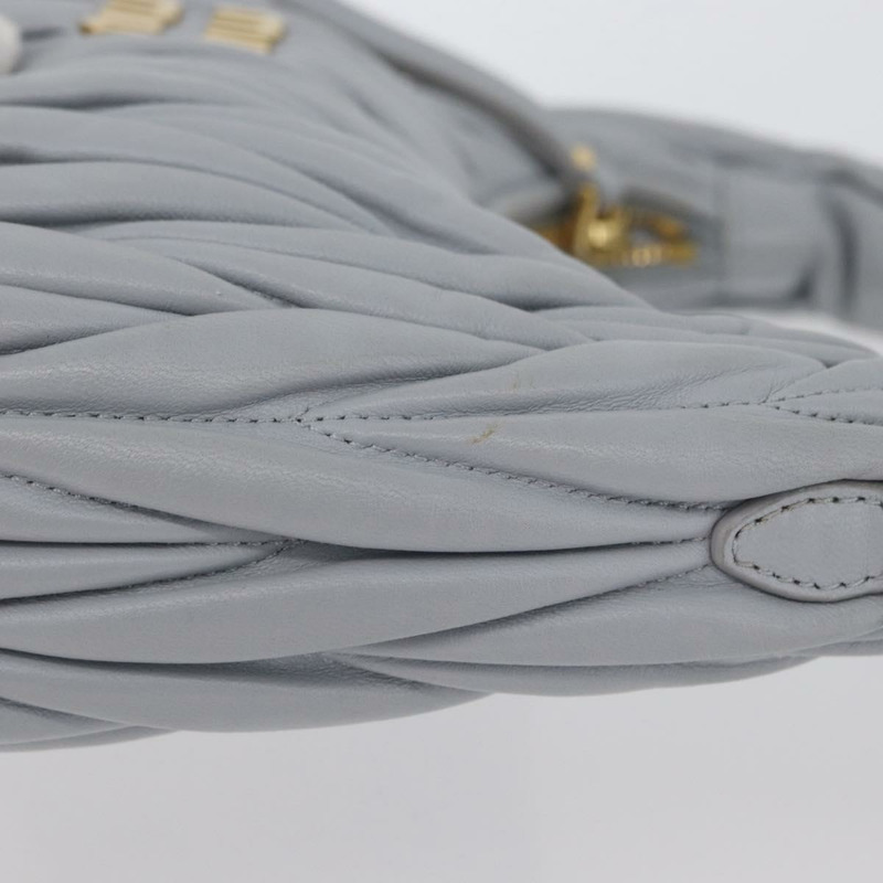 【日本直送】Miu Miu Matelasse Wonder 手提包，皮革材質，兩用，淺藍色/金色，正品，貨號 171511SAM-3