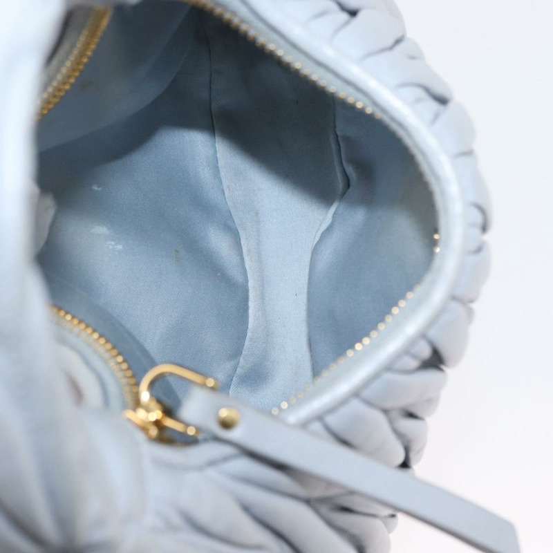 【日本直送】Miu Miu Matelasse Wonder 手提包，皮革材質，兩用，淺藍色/金色，正品，貨號 171511SAM-10