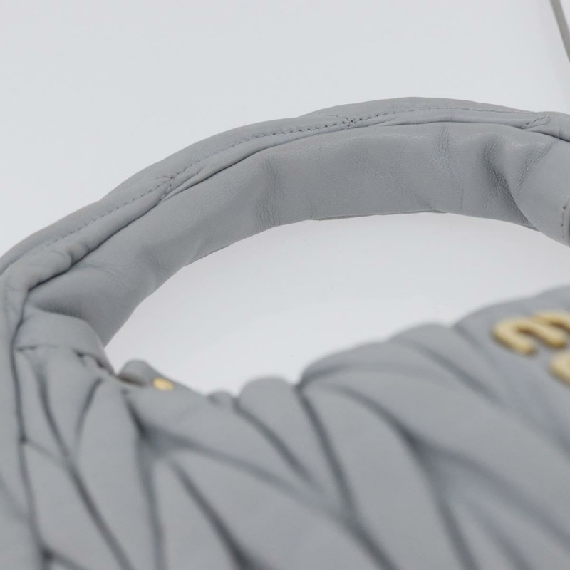 【日本直送】Miu Miu Matelasse Wonder 手提包，皮革材質，兩用，淺藍色/金色，正品，貨號 171511SAM-13