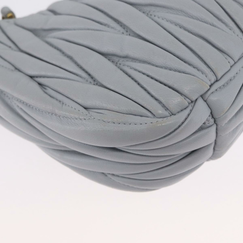 【日本直送】Miu Miu Matelasse Wonder 手提包，皮革材質，兩用，淺藍色/金色，正品，貨號 171511SAM-15