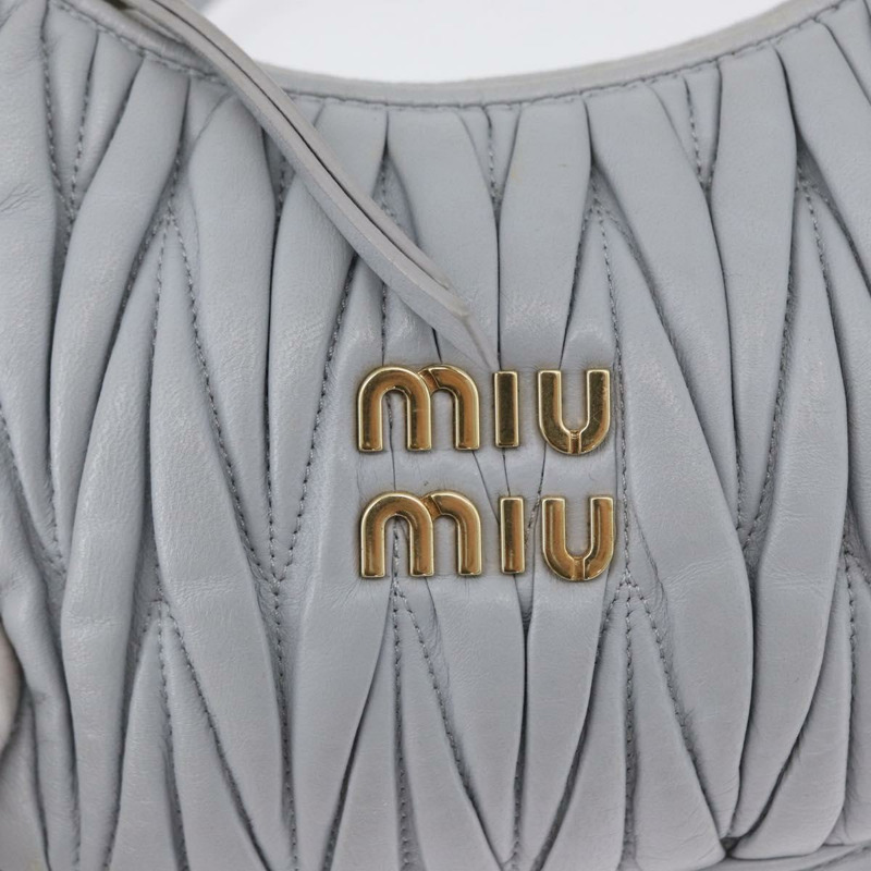 【日本直送】Miu Miu Matelasse Wonder 手提包，皮革材質，兩用，淺藍色/金色，正品，貨號 171511SAM-19