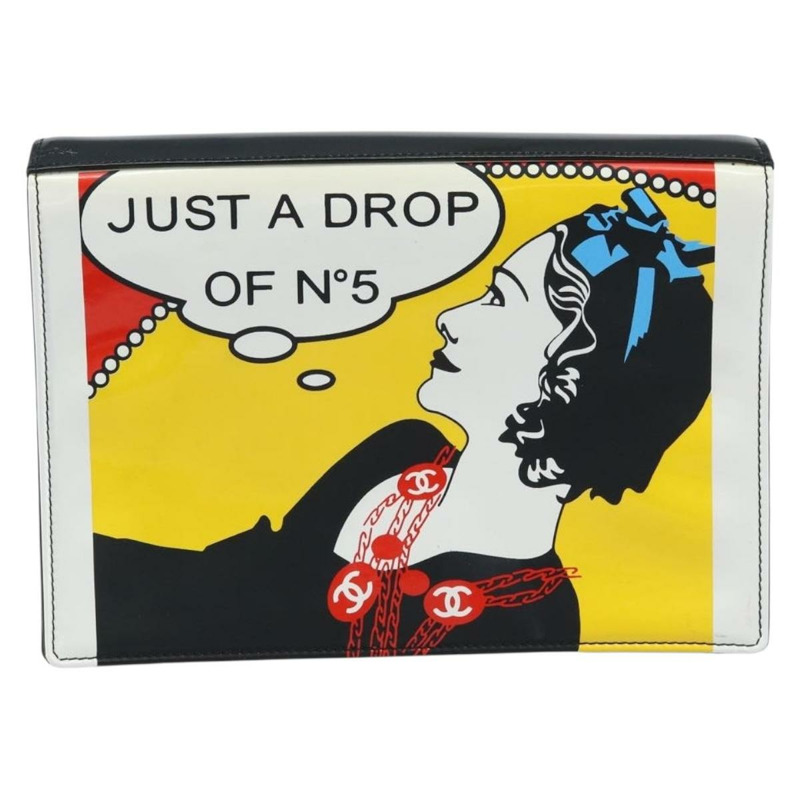 【日本直送】香奈兒 Mademoiselle 手拿包，漆皮材質，銀色多色 CC 標誌，貨號 171544V-12