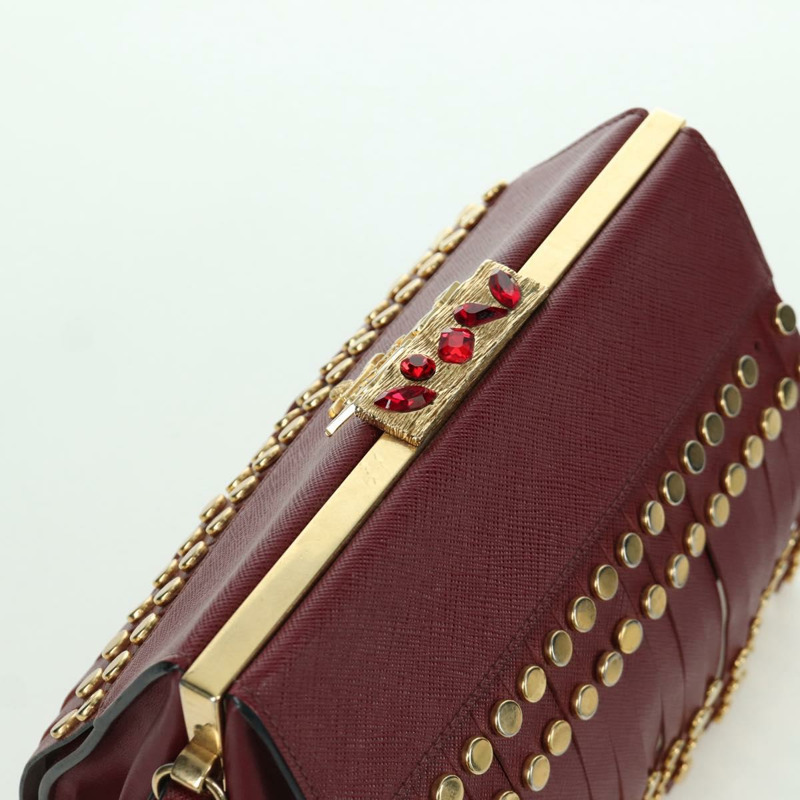 【日本直送】PRADA 單肩包 Safiano 皮革 波爾多金 Auth 173319V-5