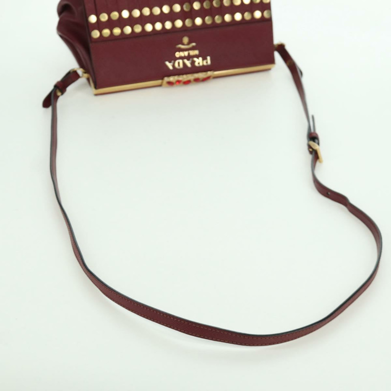 【日本直送】PRADA 單肩包 Safiano 皮革 波爾多金 Auth 173319V-6