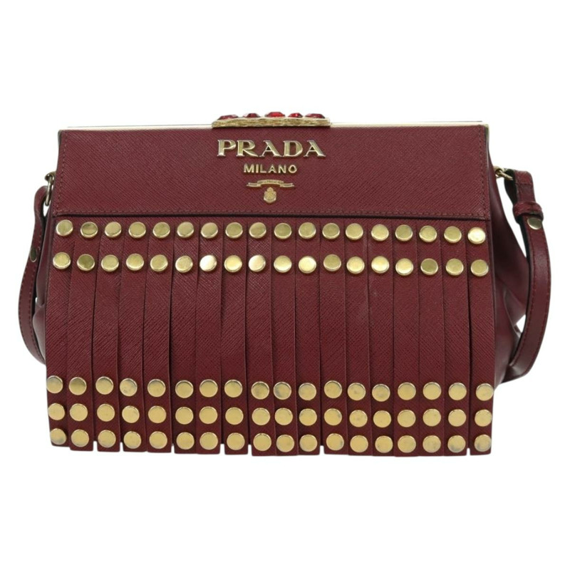【日本直送】PRADA 單肩包 Safiano 皮革 波爾多金 Auth 173319V-12