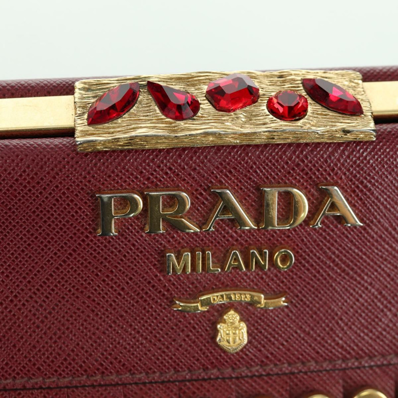 【日本直送】PRADA 單肩包 Safiano 皮革 波爾多金 Auth 173319V-17