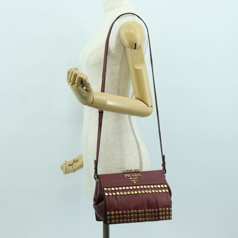 【日本直送】PRADA 單肩包 Safiano 皮革 波爾多金 Auth 173319V-22