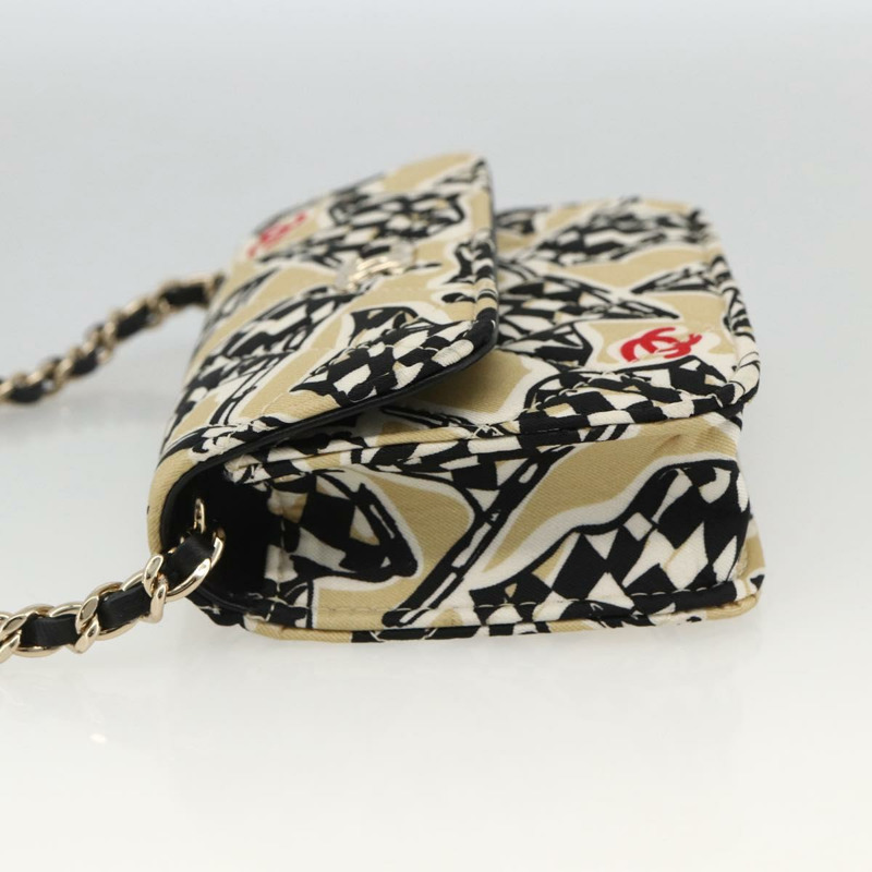 【日本直送】香奈兒 (CHANEL) 迷你絎縫 12 號肩背包，緞面米色，金色雙 C 標誌，正品 LNZ395M-2