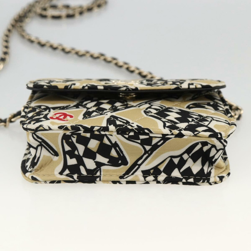 【日本直送】香奈兒 (CHANEL) 迷你絎縫 12 號肩背包，緞面米色，金色雙 C 標誌，正品 LNZ395M-4